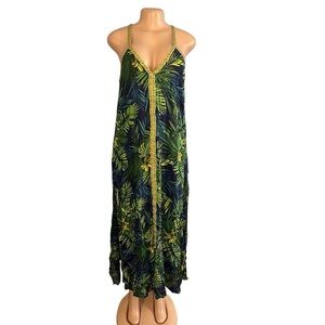 America & Beyond Tropical Leaf Print Dress / Cover Up